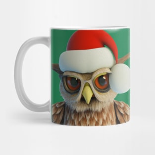 Funny Christmas Owl Wearing Santa Hat Mug